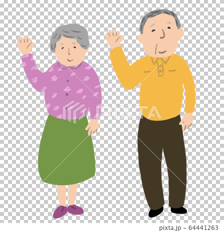 An old couple waving a hand An old couple waving a hand 64441263