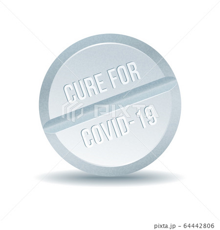 COVID 19 Coronavirus Cure drug concept in one tablet. COVID 19 Coronavirus Cure drug concept in one tablet. 64442806