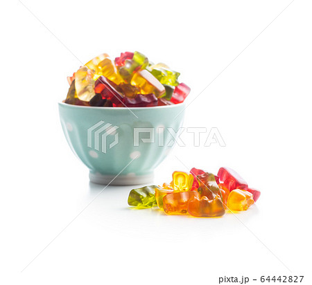 Gummy bears, jelly candy. Colorful bonbons. 64442827