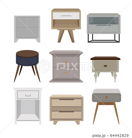 Bedside tables set. Vector illustration Bedside tables set. Vector illustration 64442829