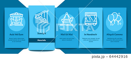 Amusement Park And Attraction Onboarding Elements Icons Set Vector 64442916