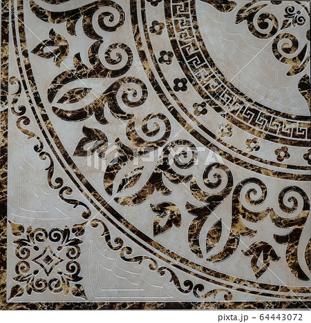 tiles with a floral geometric pattern, square shape 64443072