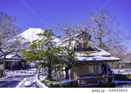 （山梨県）春雪の忍野八海　富士山 64443693