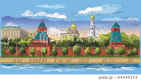 Vector colorful hand drawing Moscow-5 64444353