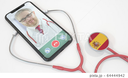 Medical doctor on the screen of smartphone and...のイラスト素材 [64444942] - PIXTA