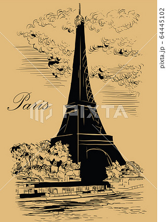 Beige vector hand drawing Paris 1 Beige vector hand drawing Paris 1 64445102