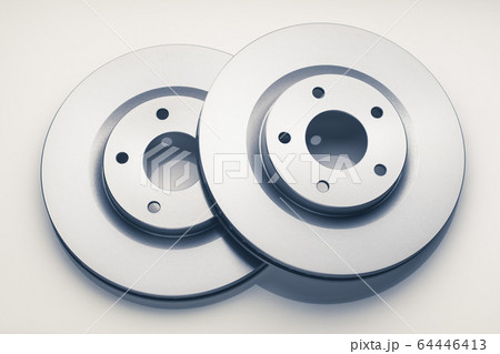 car brake discs on white background 64446413