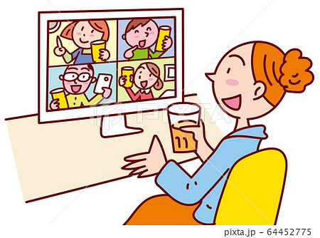 オンライン飲み会をする女性 64452775
