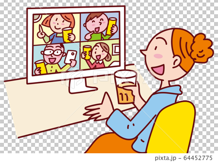 オンライン飲み会をする女性 64452775