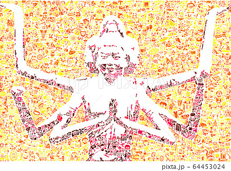 ボールペン画イラスト　阿修羅 64453024