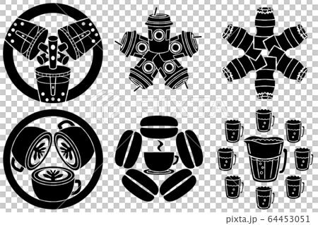 Crest-style illustration drink coffee white background 64453051