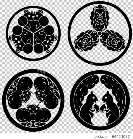 Family crest style illustration squirrel white background 64453057