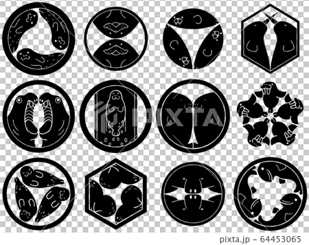 Crest-style illustration sea beast seal sea lion manatee white background Crest-style illustration sea beast seal sea lion manatee white background 64453065