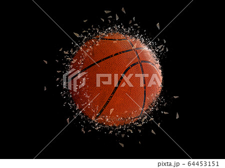 バスケットボールのボールが爆発して破片が飛び散るのイラスト素材