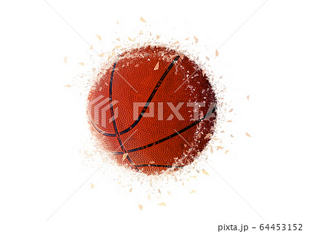 バスケットボールのボールが爆発して破片が飛び散るのイラスト素材