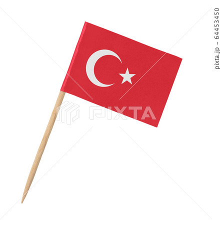 Small paper Turkish flag on wooden stick 64453450