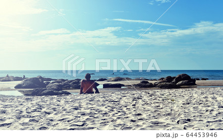 Summer beach vacation concept, man relaxing on Summer beach vacation concept, man relaxing on 64453946