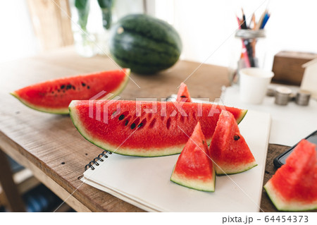 Close-Up Of  Watermelon-Watermelon Slices Against 64454373