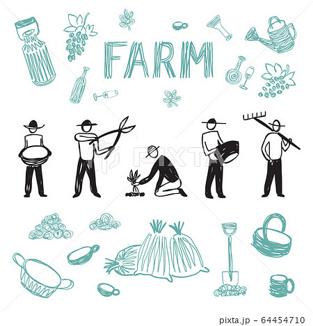 Farming workers, men working on farm Farming workers, men working on farm 64454710