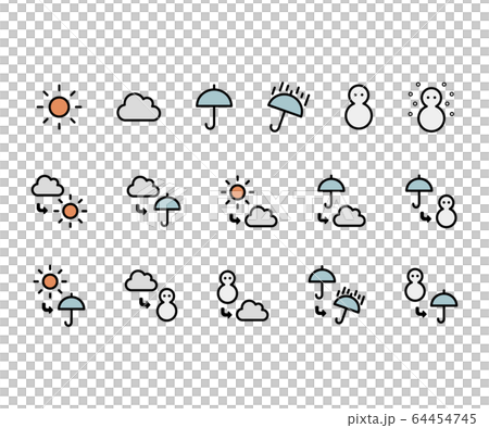 設置/插圖/可愛的天氣圖標 設置/插圖/可愛的天氣圖標 64454745