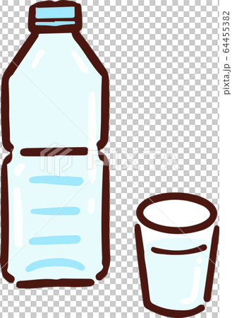 ペットボトルとコップ1杯の水のイラスト素材