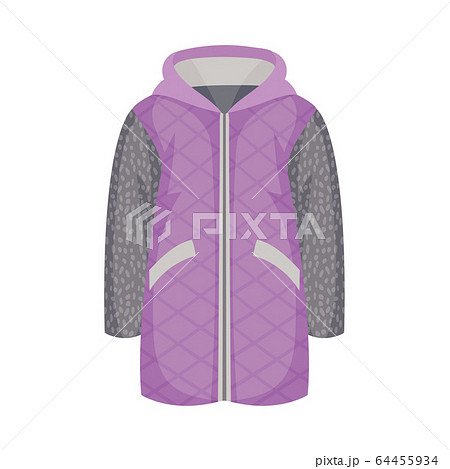 Zippered Anorak or Coat with Hood and Side Pockets as Womenswear Vector Illustration 64455934