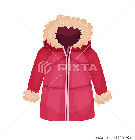 Zippered Parka or Coat with Furry Hood as Womenswear Vector Illustration 64455935