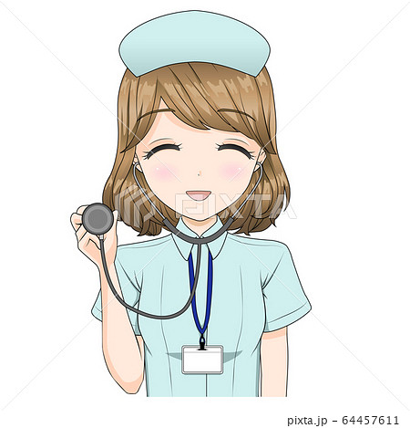 看護師_介護士_医療スタッフ女性_聴診器*EPSファイルは帽子の着脱が可能です 64457611