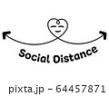 笑顔のsocial distancing両側矢印 64457871