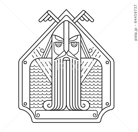 Sketch of a man in chain mail and beard. 64459737