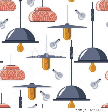 Hanging lamps and light bulbs seamless pattern vector 64461350