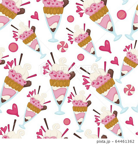 Ice cream dessert made of milk, seamless pattern 64461362