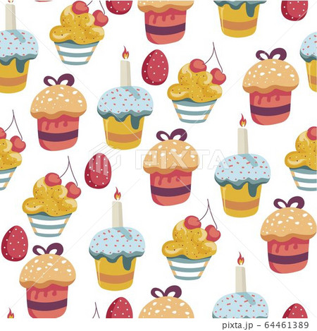 Easter holiday celebration egg and cake seamless pattern 64461389