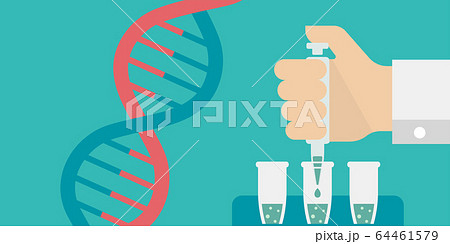 PCR検査・遺伝子検査 バナーイラスト(文字なし) / 新型コロナウイルス , Covid-19 64461579