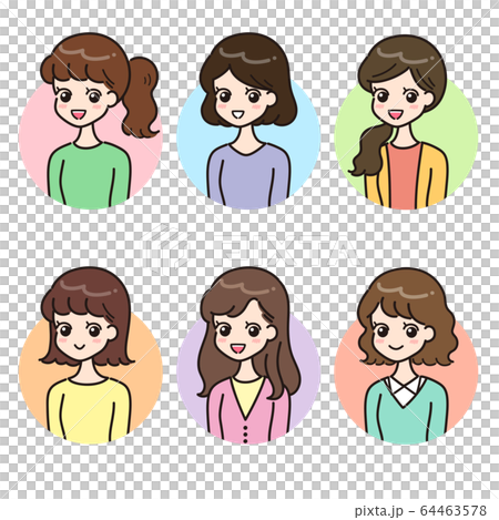 女性 複数人 バリエーション トリミングありのイラスト素材