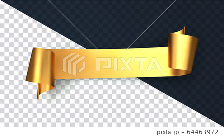 Realistic gold curved ribbon isolated on transparent background. Satin golden ribbon Realistic gold curved ribbon isolated on transparent background. Satin golden ribbon 64463972