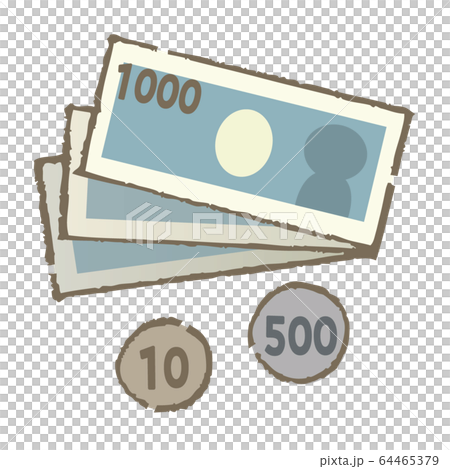 千元鈔票和小硬幣 64465379