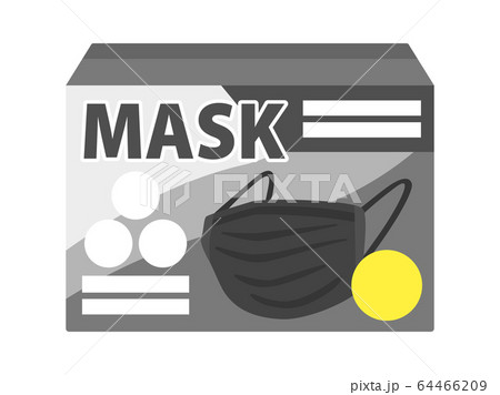 箱に入った黒マスクのイラストのイラスト素材