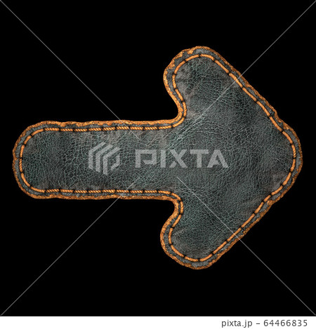 Symbol right arrow made of leather. 3D render font with skin texture isolated on black background. Symbol right arrow made of leather. 3D render font with skin texture isolated on black background. 64466835