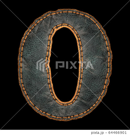 Number 0 made of leather. 3D render font with skin texture isolated on black background. Number 0 made of leather. 3D render font with skin texture isolated on black background. 64466901