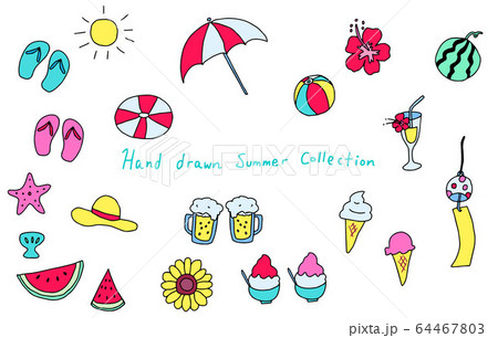 夏 手描き 素材セット 夏 手描き 素材セット 64467803