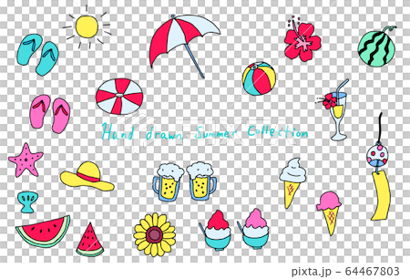 夏 手描き 素材セット 夏 手描き 素材セット 64467803