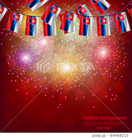 Bright firework with flags of Slovakia. Illustration with flags for web design.