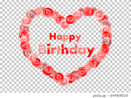 Happy Birthday バラの花 ハートフレーム デザイン イラストのイラスト素材