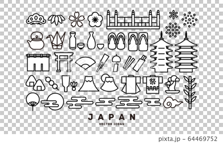 日本をモチーフにしたアイコンのセット 日本をモチーフにしたアイコンのセット 64469752