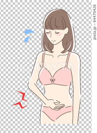 お腹が気になる女性のイラスト素材