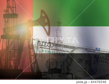 Pump jack, US dollar notes and United Arab Emirates Pump jack, US dollar notes and United Arab Emirates 64470546