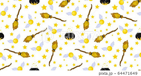 Seamless Magic Pattern Magic Snitch Flying のイラスト素材