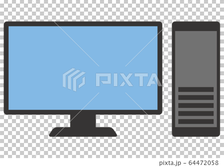タワー型デスクトップパソコンのイラストのイラスト素材 [64472058