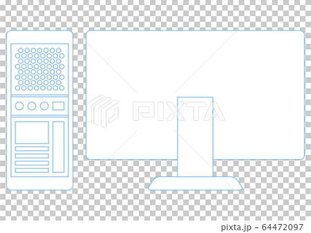 Rear view of tower type desktop PC Line only 64472097